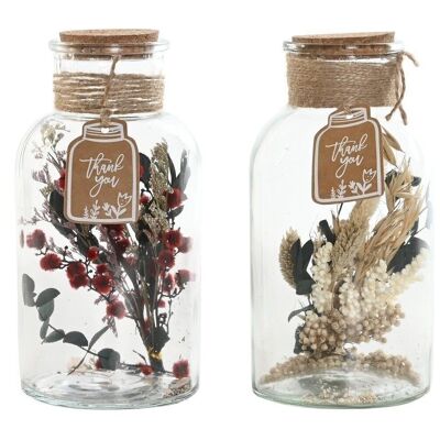 GLASS DECORATION DRY FLOWER 10X10X20 2 ASSORTMENTS. DH206254