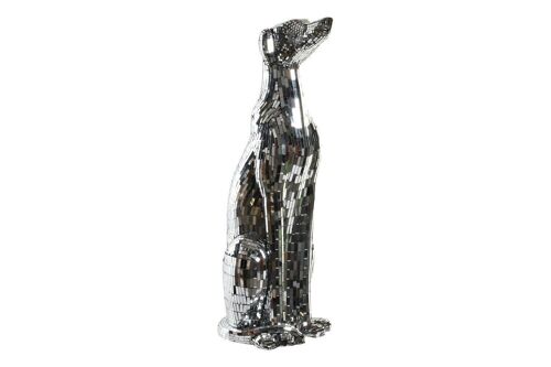 FIGURA RESINA 28X36X78 PERRO GALGO CROMADO FD189949