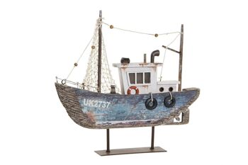 DECORATION PAULOWNIA METAL 25X4X24 BATEAU LM194658 1