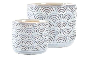 JARDINIÈRE SET 2 PORCELAINE 16X16X13 BLEU MC195074 2