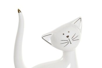 FIGURINE PORCELAINE 13X5X20,8 CHAT BLANC RF182862 2