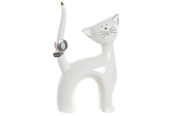 FIGURINE PORCELAINE 13X5X20,8 CHAT BLANC RF182862 3