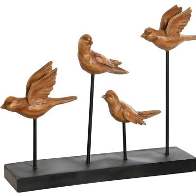 DECORAZIONE RESINA 32X6X24 UCCELLI MARRONE DH206282
