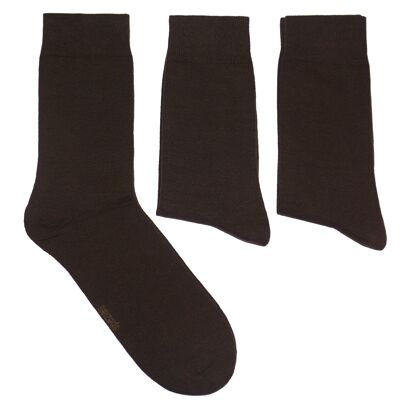 Basic Socks for Men 3-Pair Set >>Chocolate<< Plain color business cotton socks
