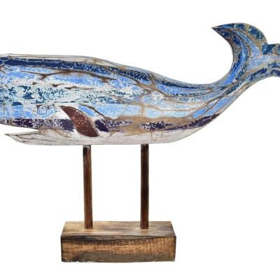 FIGURA ALBASIA 40X10X30 BALLENA ENVEJECIDO AZUL LM195788