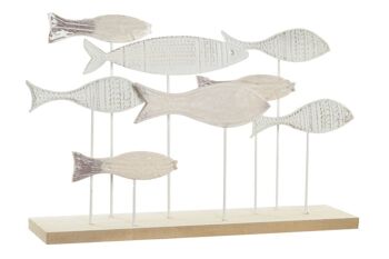 DÉCORATION MÉTAL MDF 36X8X22 POISSON BLANC LM196431 1