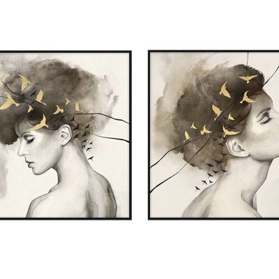 PICTURE PS CANVAS 100X4X100 GIRL FRAMED 2 ASSORTMENTS. CU207740