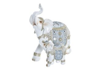 FIGURINE RÉSINE 17X10X19 ÉLÉPHANTS BLANCS FD195822 1