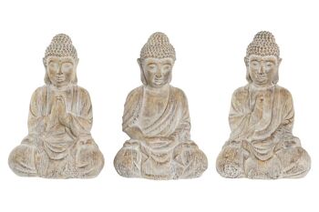 FIGURE DE MAGNÉSIE 30.5X24X45 BOUDDHA VIEILLI 3 ASSORTIMENTS. FD203218 1