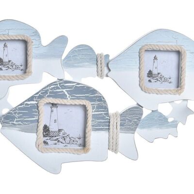 MULTI-PHOTO FRAME WOOD ROPE 40X3X23 BLUE FISH LM196658