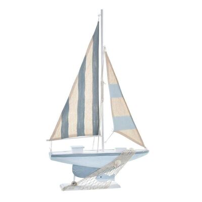 WOODEN DECORATION POLYESTER 42X8X71 BLUE SAILBOAT LM196663