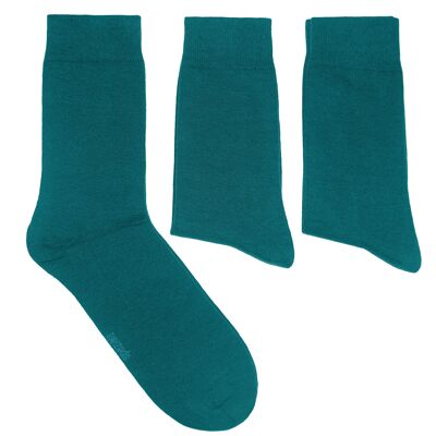Basic Socks for Men 3-Pair Set >>Petrol<< Plain color business cotton socks