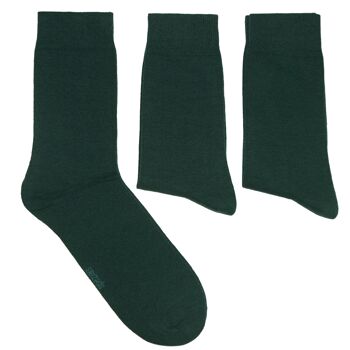 Ensemble de 3 paires de chaussettes basiques pour hommes >>Vert foncé<< Chaussettes en coton uni 1