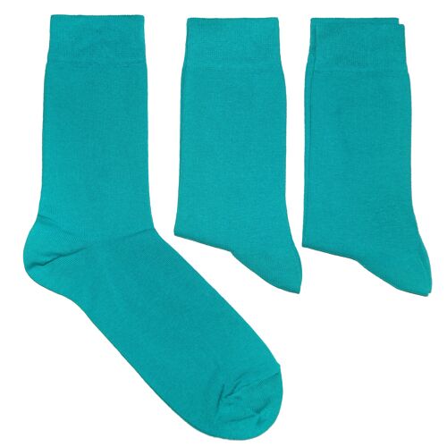 Basic Socks for Men 3-Pair Set >>Blossom Petrol<< Plain color business cotton socks