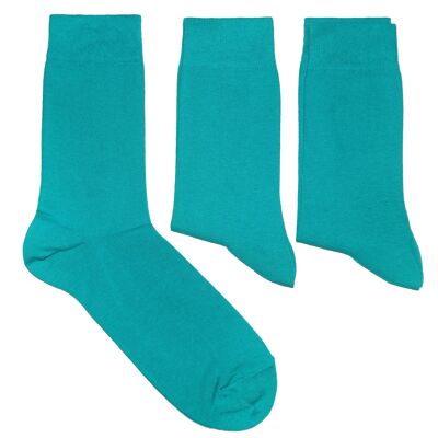 Basic-Socken für Herren im 3er-Set >>Blossom Petrol<< Einfarbige Business-Baumwollsocken