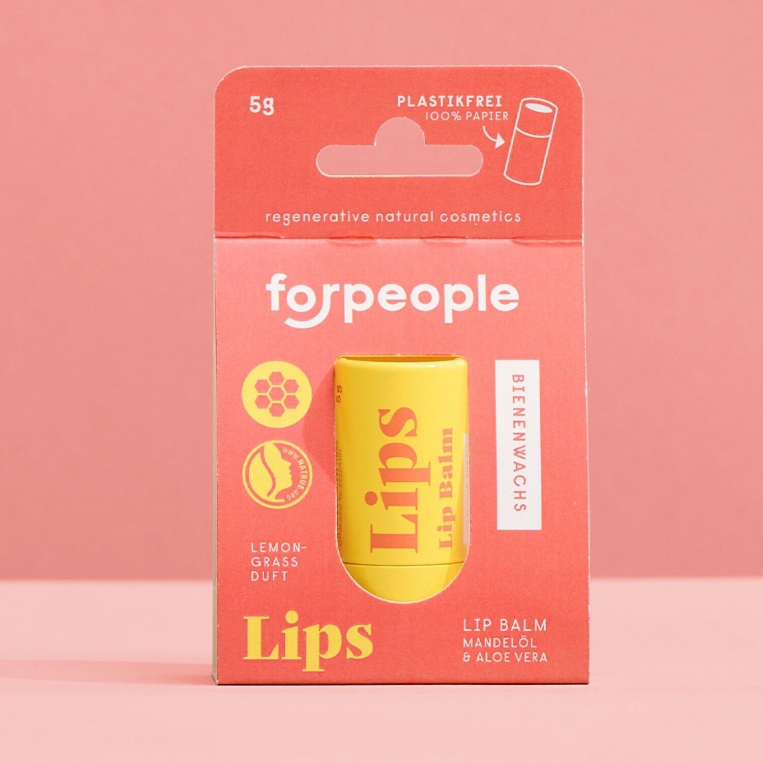 Cuidado labial - Bálsamo labial con cera de abejas y limoncillo, sin plástico y sostenible, cosmética orgánica - sin plástico