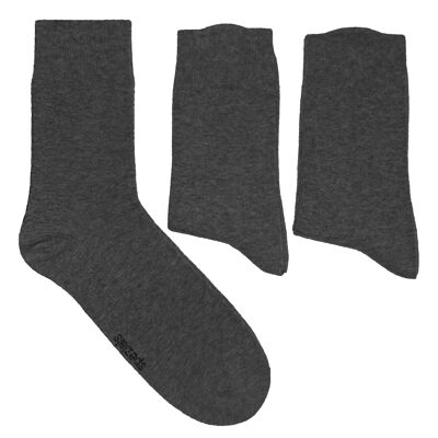 Basic Socks for Men 3-Pair Set >>Antracite<< Plain color business cotton socks