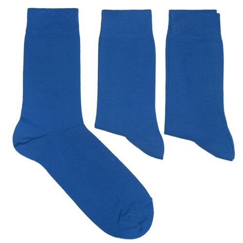 Basic Socks for Men 3-Pair Set >>Royal Blue<< Plain color business cotton socks