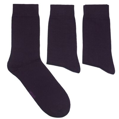 Conjunto de 3 pares de calcetines básicos para hombre >>Berenjena<< Calcetines business de algodón de color liso