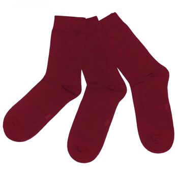 Ensemble de 3 paires de chaussettes basiques pour hommes >>Bourgogne<< Chaussettes en coton de couleur unie 2