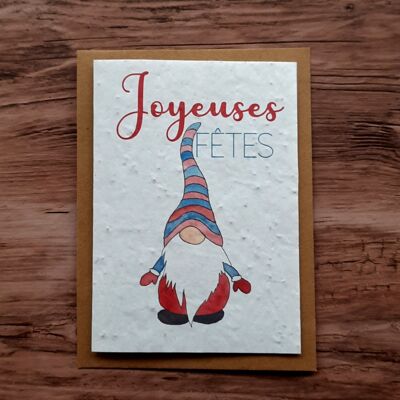 Tarjeta plantable – Felices Fiestas (duende)