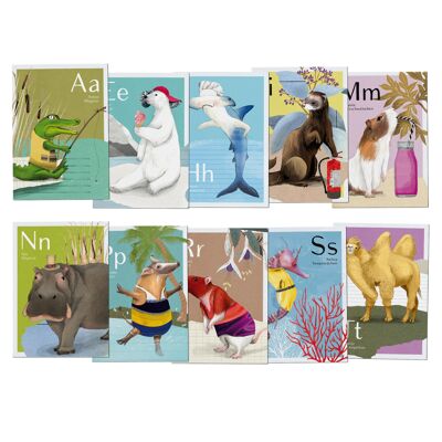 Jeu d'extension de cartes ABC avec des animaux