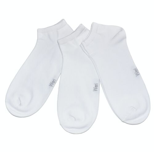 Sneaker Socks for Men 3-Pair Set >>White<< Plain color ankle cotton short socks