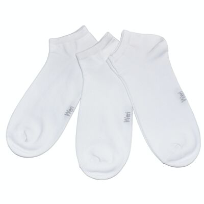 Sneaker-Socken für Herren, 3er-Set >>Weiß<< Einfarbige kurze Knöchelsocken aus Baumwolle