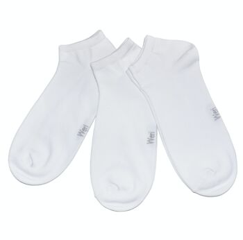 Ensemble de 3 paires de chaussettes Sneaker pour hommes >>Blanc<< Chaussettes courtes en coton de couleur unie à la cheville 1