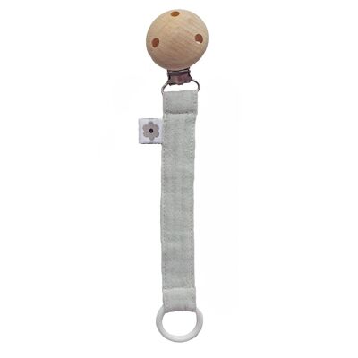 Pacifier clip muslin silver grey eco