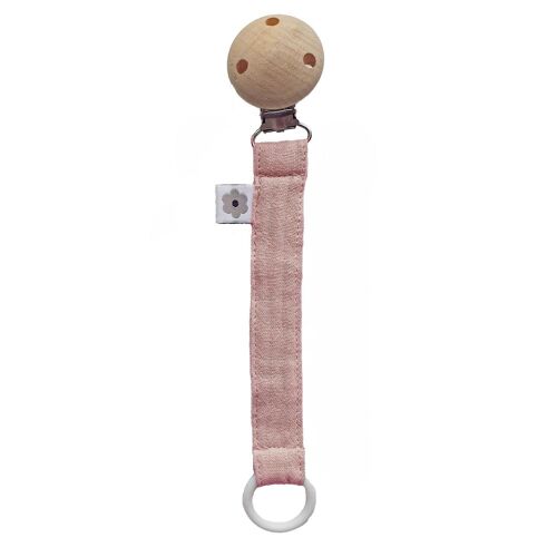 Pacifier clip muslin pale mauve eco