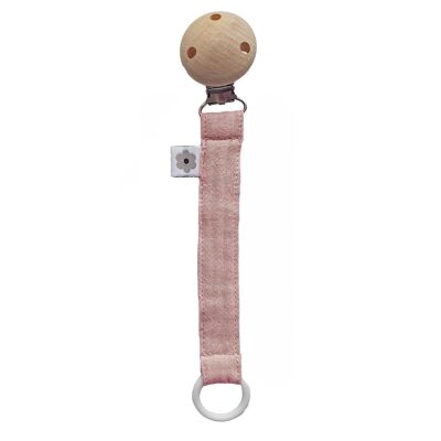 Pacifier clip muslin pale mauve eco