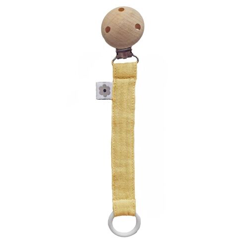 Pacifier clip muslin sun yellow eco