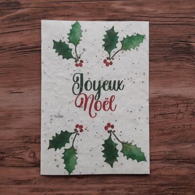 Plantable card – Merry Christmas (Holly)