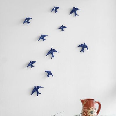 Set of 3 Cobalt Blue Ceramic Swallows CA0301ACOBLXSSM