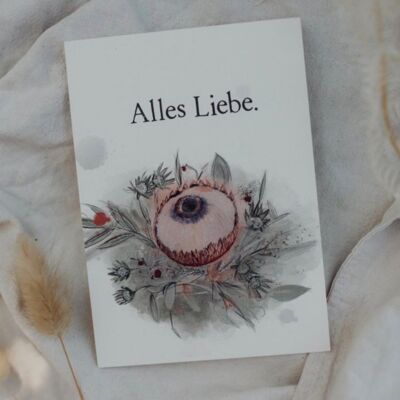 Gestempelte Postkarte "Alles Liebe"