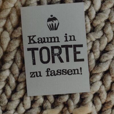 Gestempelte Postkarte "Kaum in Torte zu fassen"