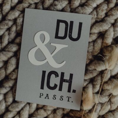 Gestempelte Postkarte "Du & ich"