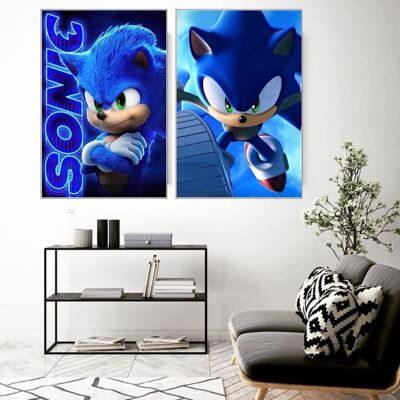 Affiches Sonic Chambre Enfant 30x40cm - Poster Bébé Garçon Fille