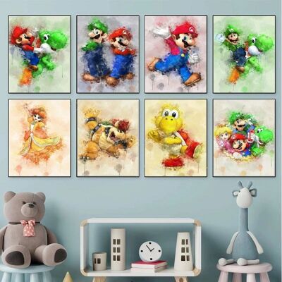 Mario Posters Kinderzimmer 30 x 40 cm – Baby-Jungen-Mädchen-Poster