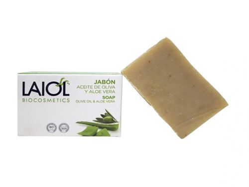 JABÓN DE ACEITE DE OLIVA Y ALOE VERA, 100 G.