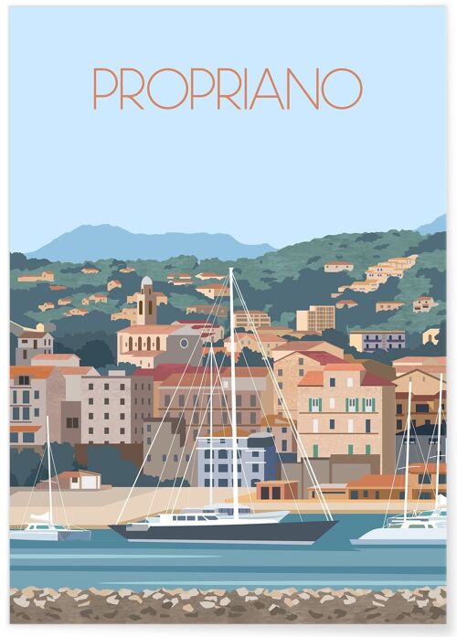 Affiche illustration de la ville de Propriano