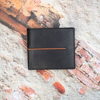 Alpha Leather Men's Black RFID Safe Bifold Wallet - 353