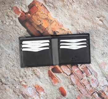Portefeuille à deux volets RFID pour hommes en cuir noir Alpha Leather - 354 2