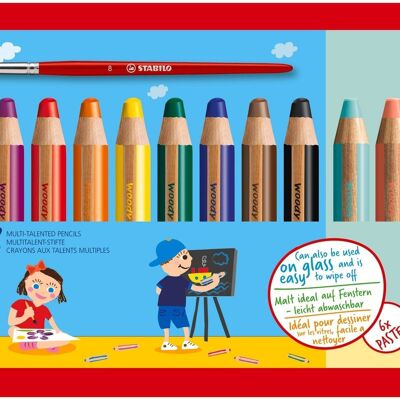 STABILO 18 crayons de couleur Multi-talents Woody 3in1 + 1 pinceau
