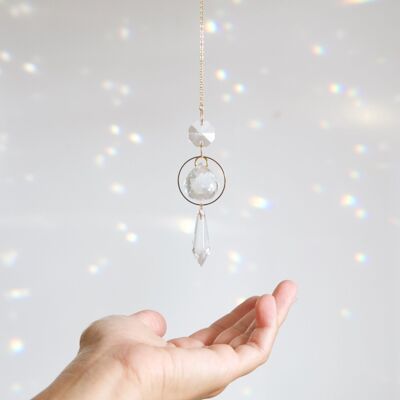ASTRAL Suncatcher, Crystal and Brass Sun Catcher, Spiritual Decoration, Celestial and Magical Hanging Mobile