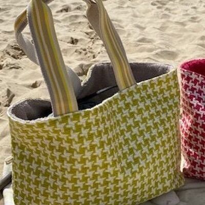 Strandtasche mit Hahnentrittmuster