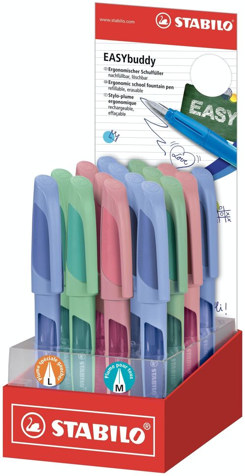 Stylos-plume - Présentoir x 16 STABILO EASYbuddy Pastel