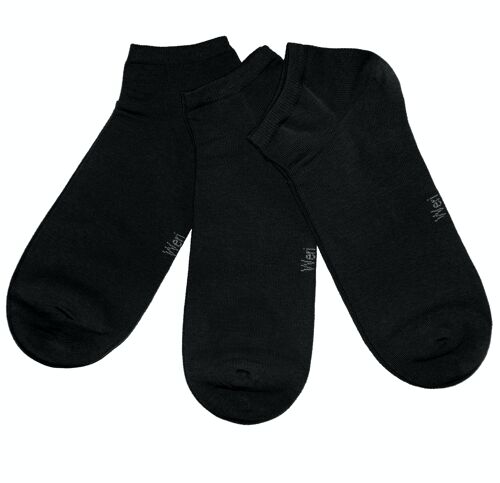 Sneaker Socks for Men 3-Pair Set >>Black<< Plain color ankle cotton short socks soft cotton