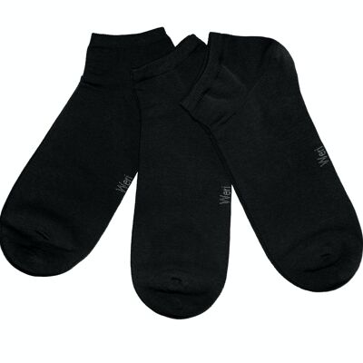 Sneaker Socks for Men 3-Pair Set >>Black<< Plain color ankle cotton short socks soft cotton